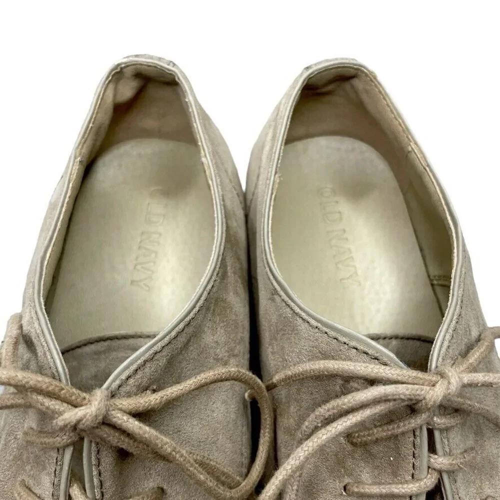 Old Navy Men's Sand Faux‎ Suede Plain Oxford Dress Shoe Size 9 M